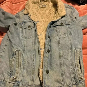 Topshop Denim Jacket with Cream Fleece